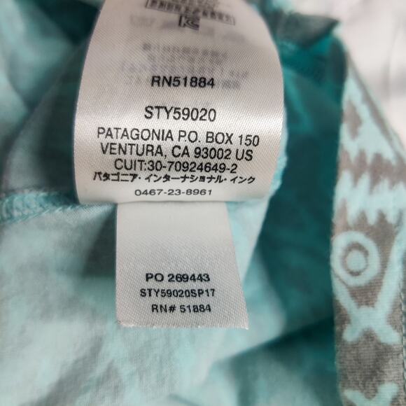 Patagonia West Ashley Sleeveless Organic Cotton Dress Blue Tribal Print M - Picture 7 of 9